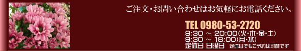 ご注文・お問い合わせはお気軽にお電話ください。TEL 0980-53-2720